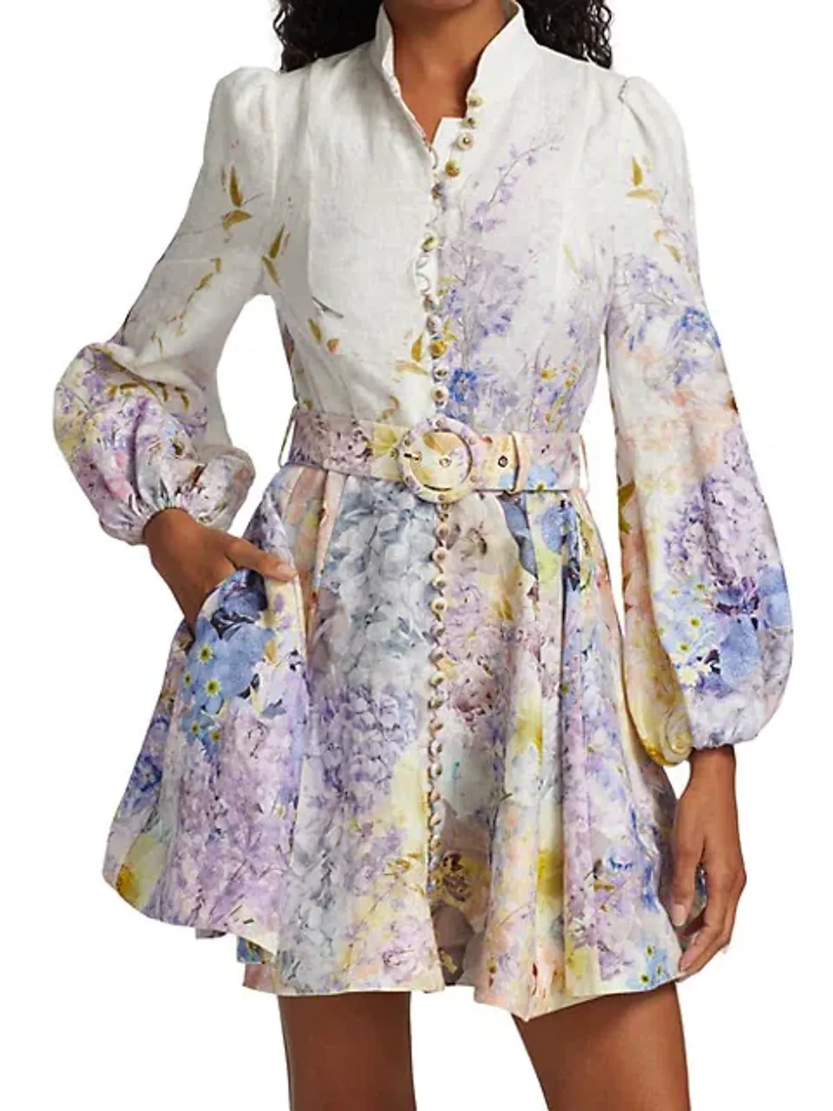 Zimmermann Rhythmic Buttoned Mini Dress Garden Size 3/AU - Image 3