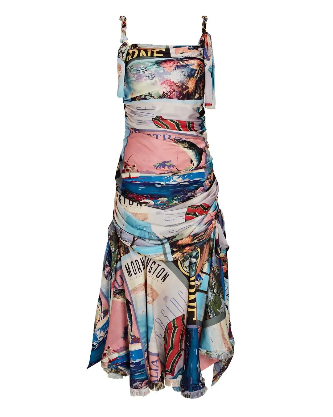 Zimmermann Postcard Draped Printed Silk Midi Dress Blue Size 1/Au 10 for rent on The Volte - main image