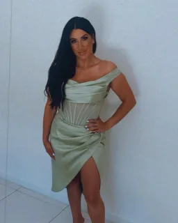 House of CB Lulu Asymmetric Drape Corset Midi Dress Green Size 8 for rent on The Volte - image 5