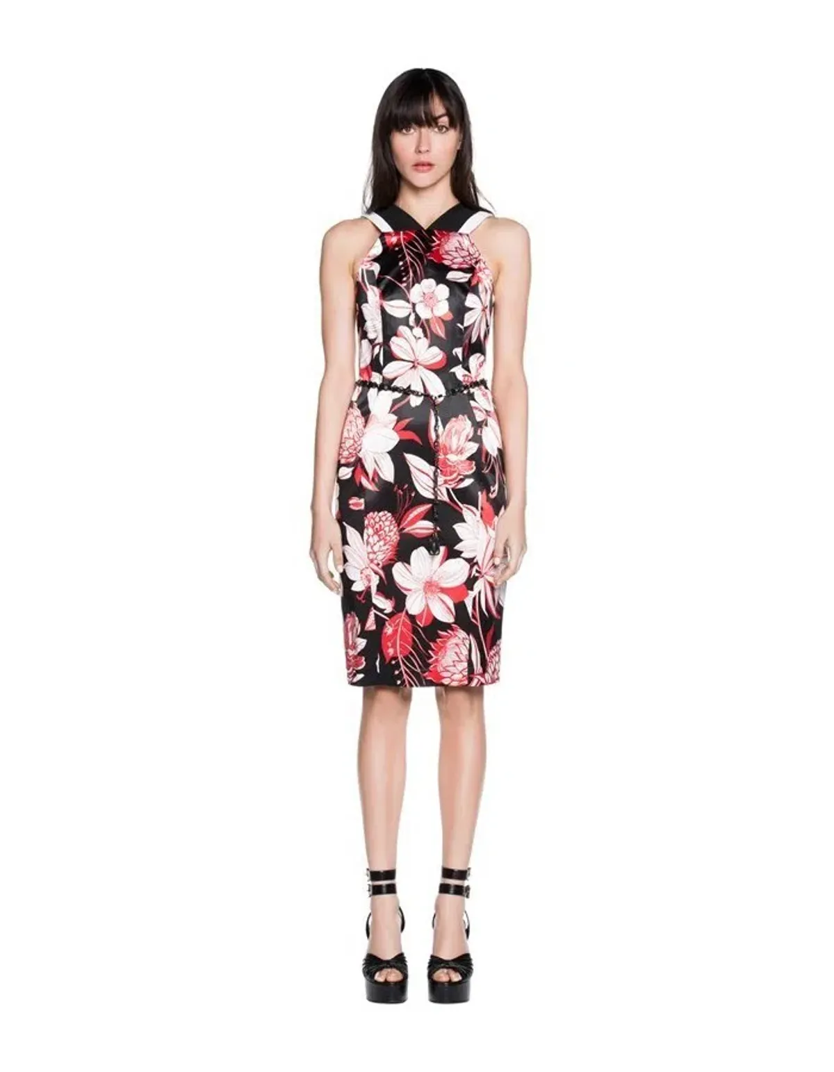 Cue Botanical Floral Satin Dress Print Size 6 - Image 1