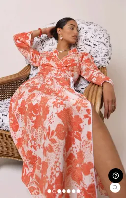 Rixo Cindy Coral Floral Wrap Dress Print Size XS for rent on The Volte - image 3