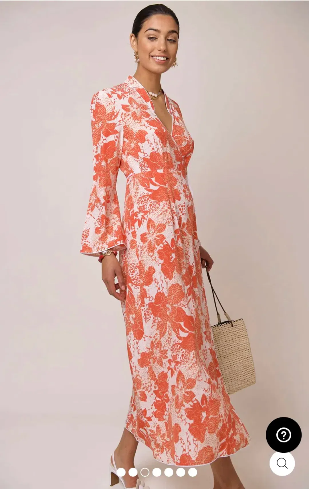 Rixo Cindy Coral Floral Wrap Dress Print Size XS for rent on The Volte - main image