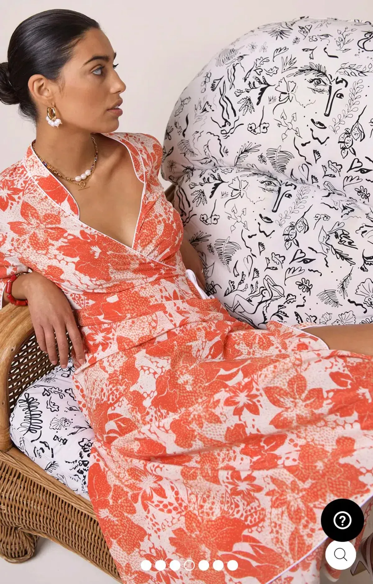 Rixo Cindy Coral Floral Wrap Dress Print Size XS - Image 5