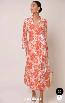 Rixo Cindy Coral Floral Wrap Dress Print Size XS for rent on The Volte - image 1