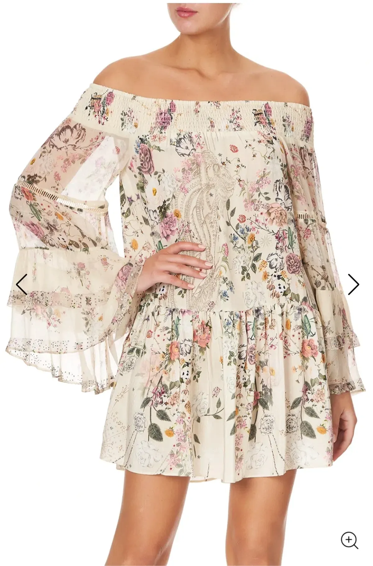 Camilla Phoenix Flower Off Shoulder Dress Print Size XS - Image 4