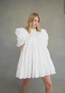 Aje Swift Butterfly Sleeve Smock Mini Dress White Size 4 for rent on The Volte - image 5