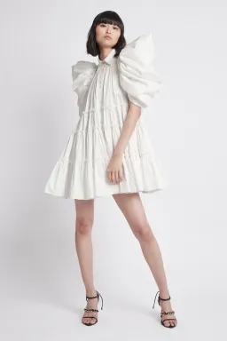 Aje Swift Butterfly Sleeve Smock Mini Dress White Size 4 for rent on The Volte - image 1