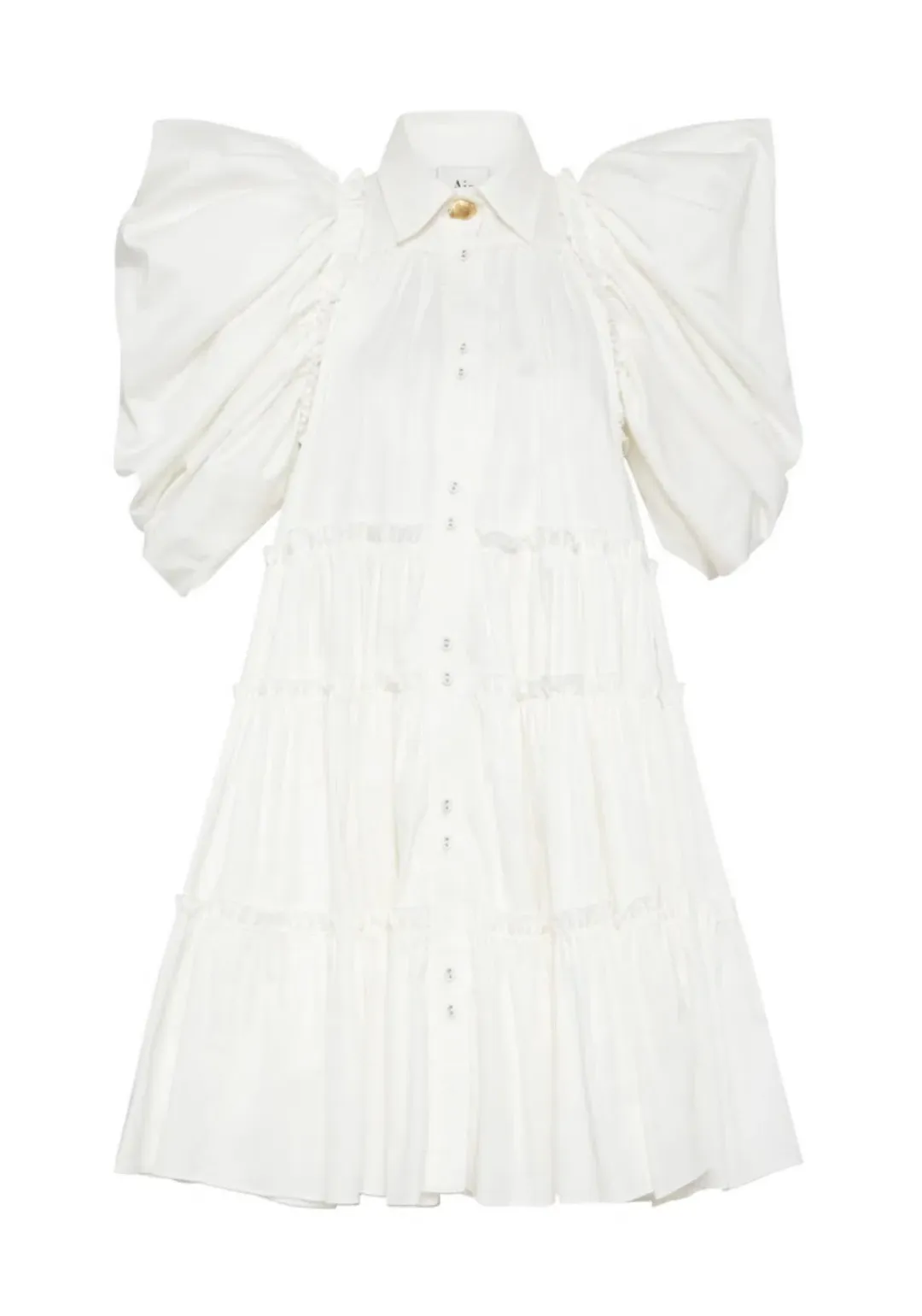 Aje Swift Butterfly Sleeve Smock Mini Dress White Size 4 for rent on The Volte - main image