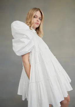 Aje Swift Butterfly Sleeve Smock Mini Dress White Size 4 for rent on The Volte - image 3