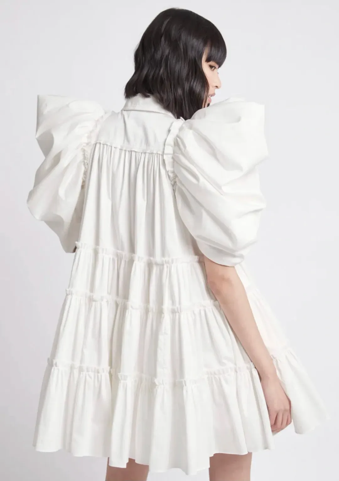 Aje Swift Butterfly Sleeve Smock Mini Dress White Size 4 for rent on The Volte - main image