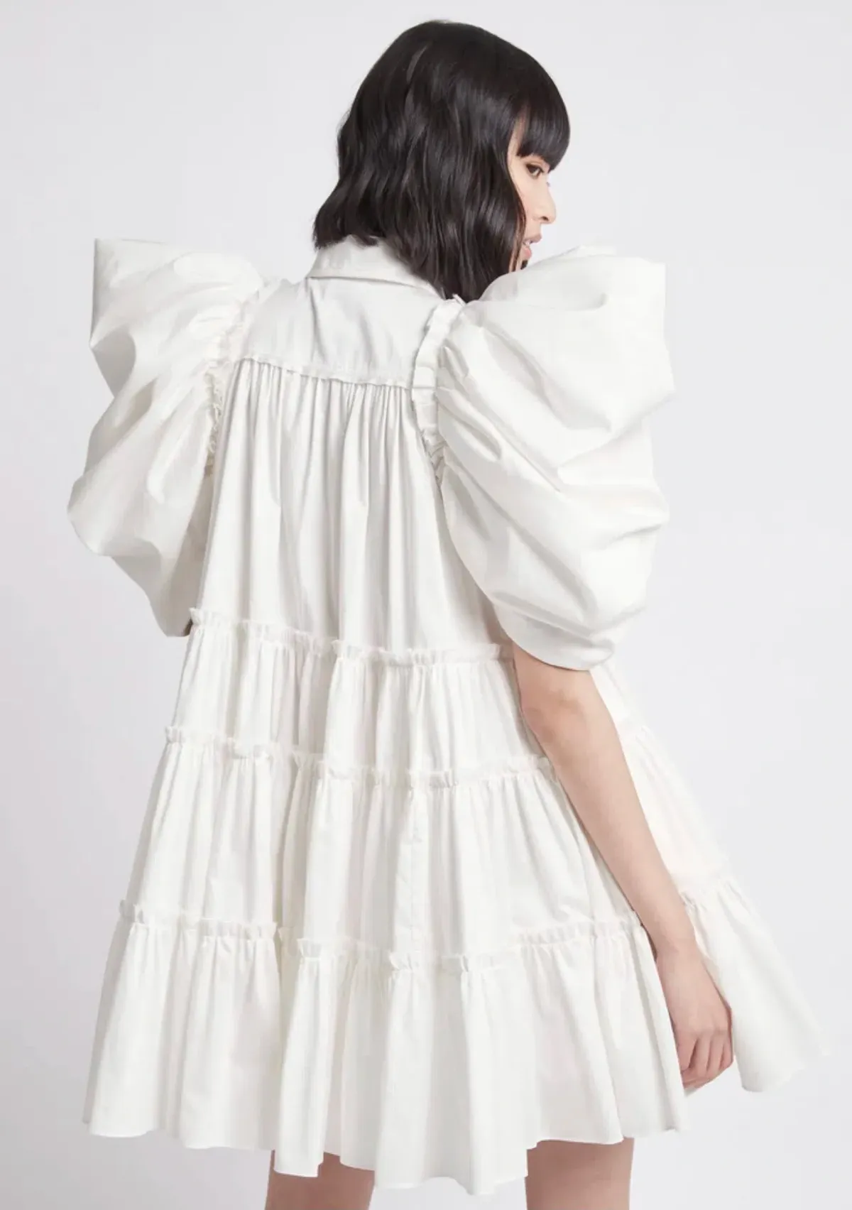 Aje Swift Butterfly Sleeve Smock Mini Dress White Size 4 - Image 2