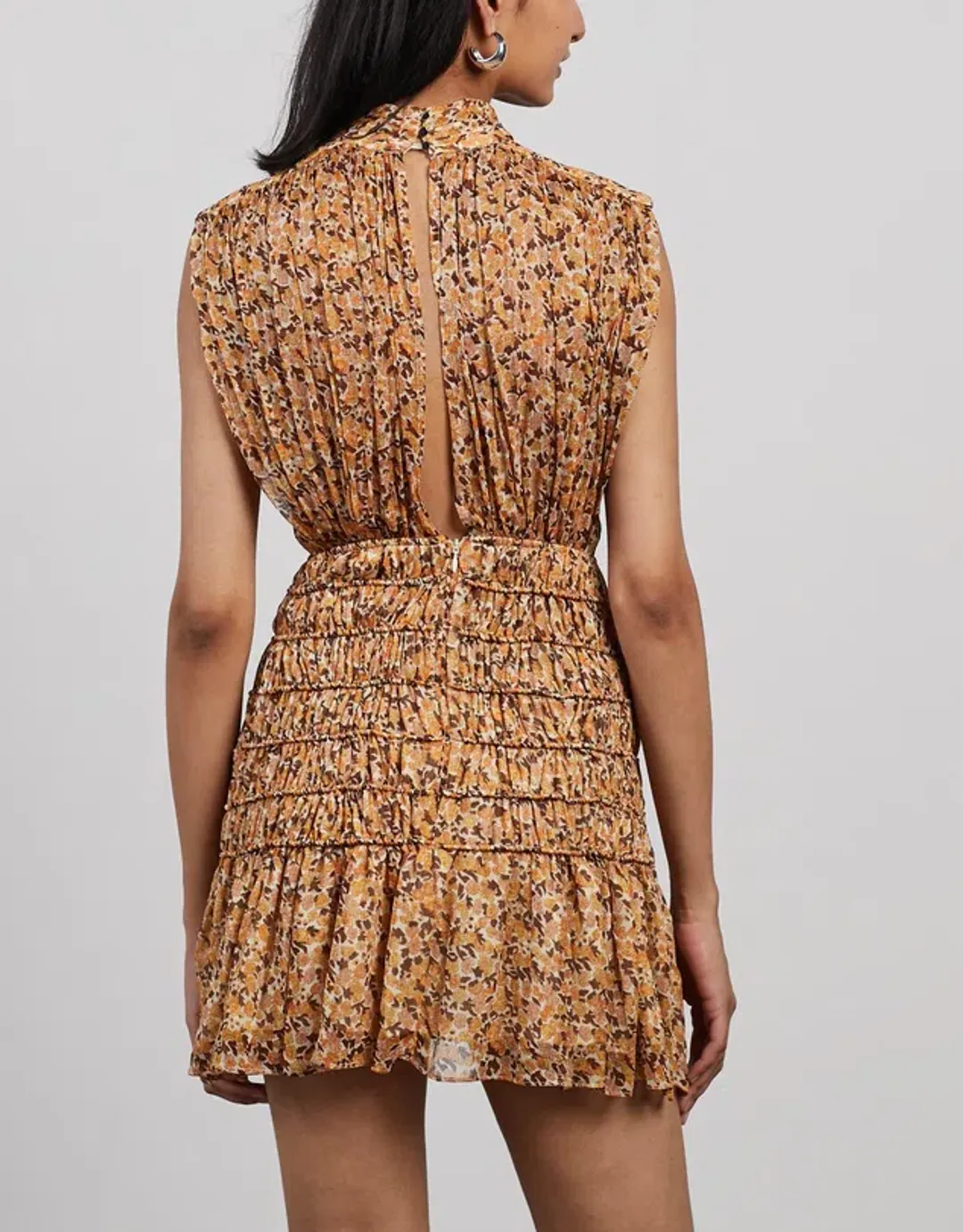 Shona Joy Colette High Neck Sleeveless Corded Mini Dress Print Size 12 for rent on The Volte - main image