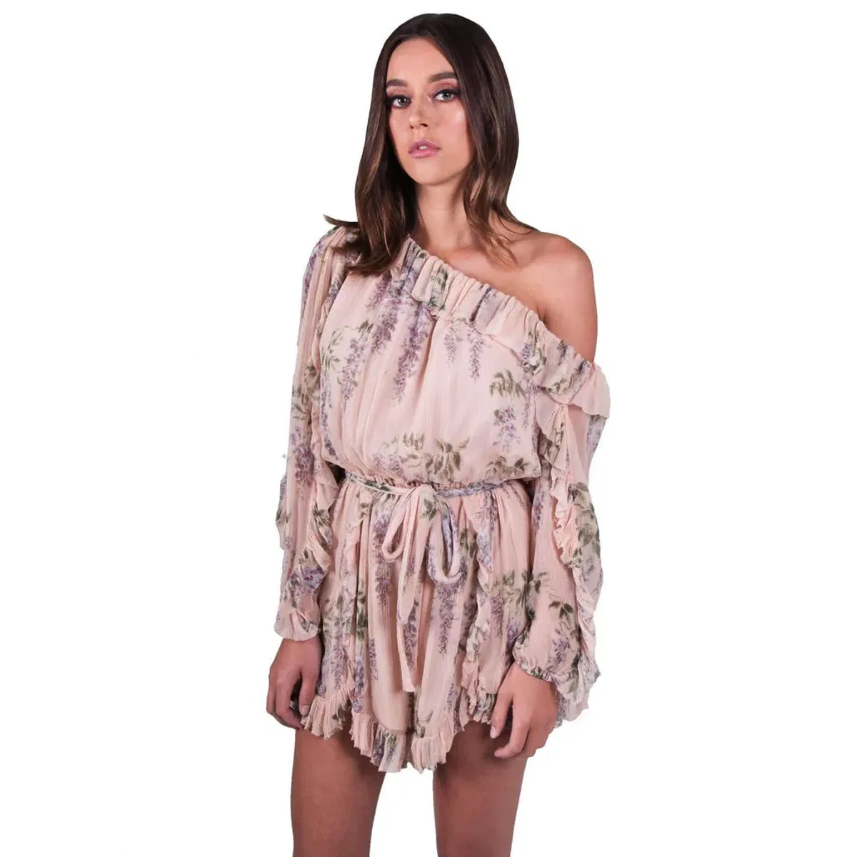 Zimmermann Folly Whimsy Playsuit Blush Nude Floral Size 8 - Image 1