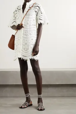 Zimmermann Shelly Embroidered Shirt Mini Dress Ivory Size 1 / AU 10 for rent on The Volte - image 5