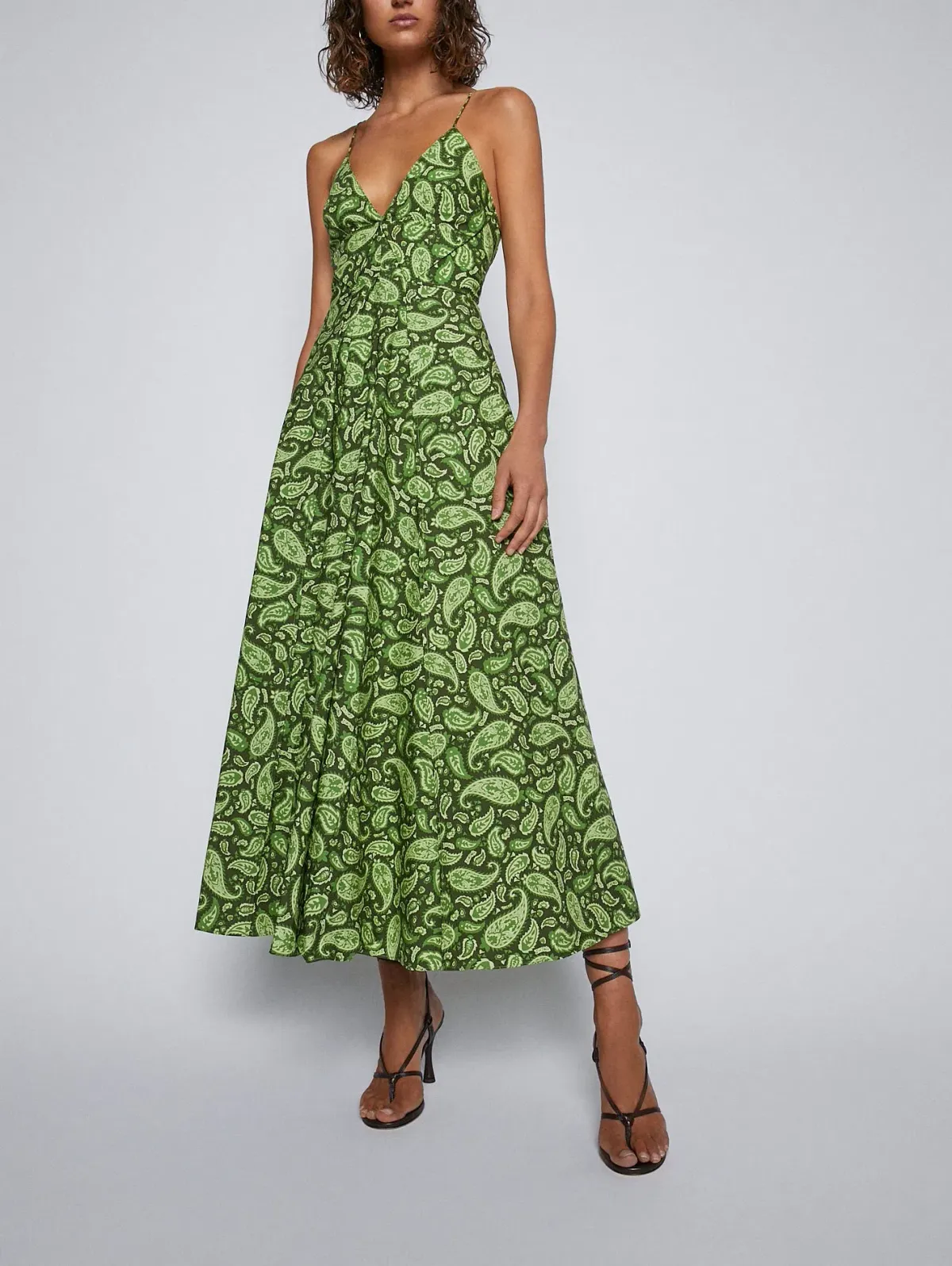 Scanlan Theodore Cotton Paisley Shoestring Dress Moss Size 8 - Image 1