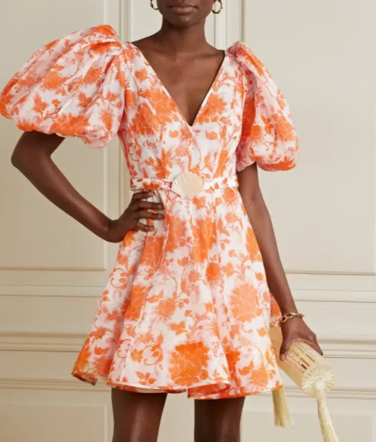 Zimmermann Postcard Puff Sleeve Mini Dress Print Size 1/Au 10 - Image 3
