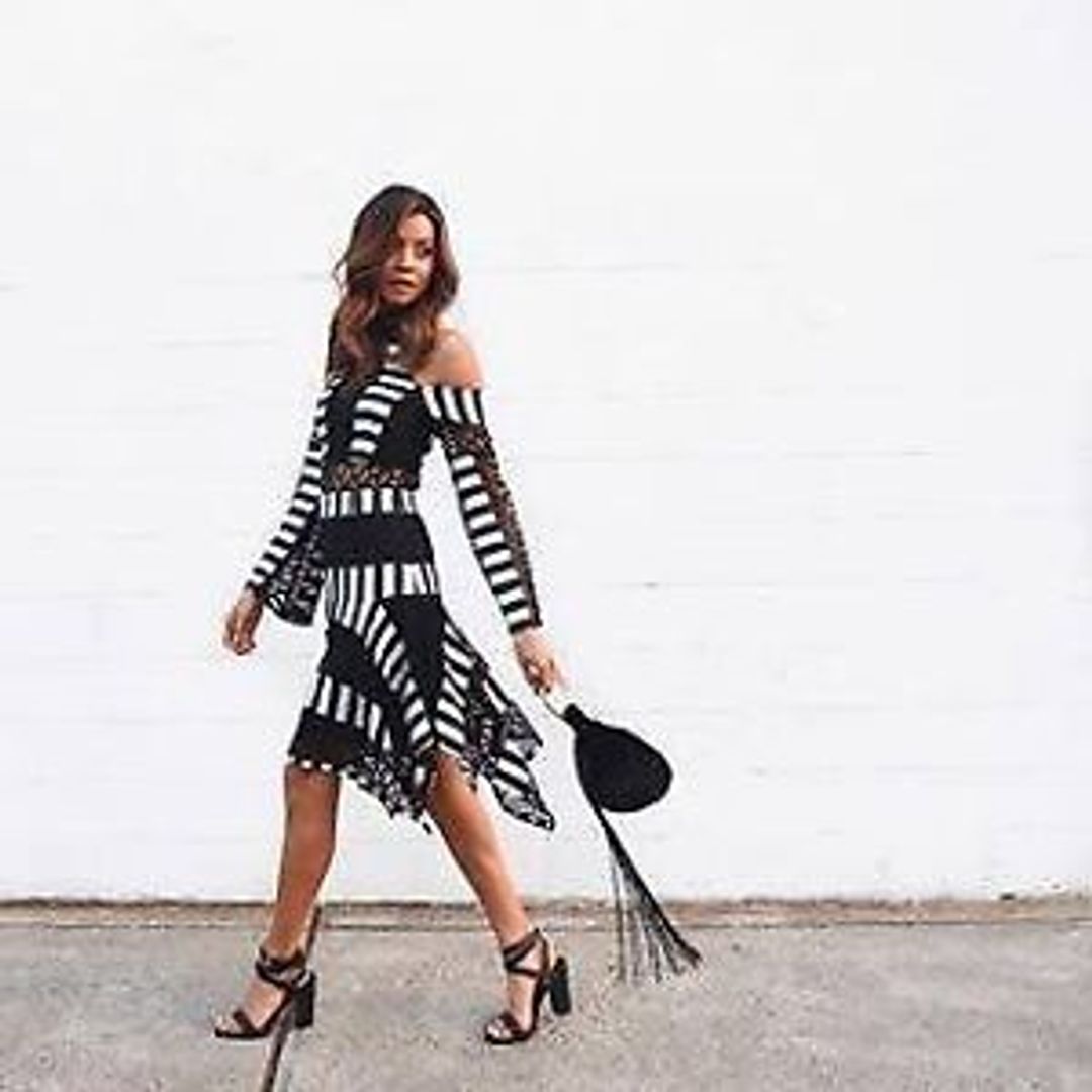 Thurley Candystripe Dress Black/White Size 12 for rent on The Volte - main image