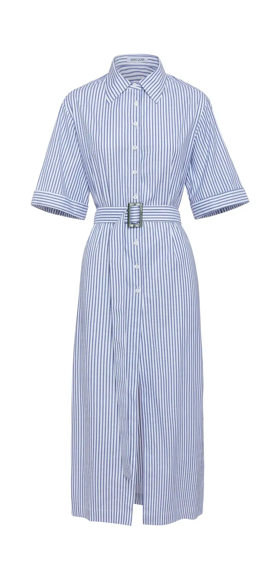 Anna Quan Zola Belted Striped Midi Dress Print Size 8 for rent on The Volte - main image