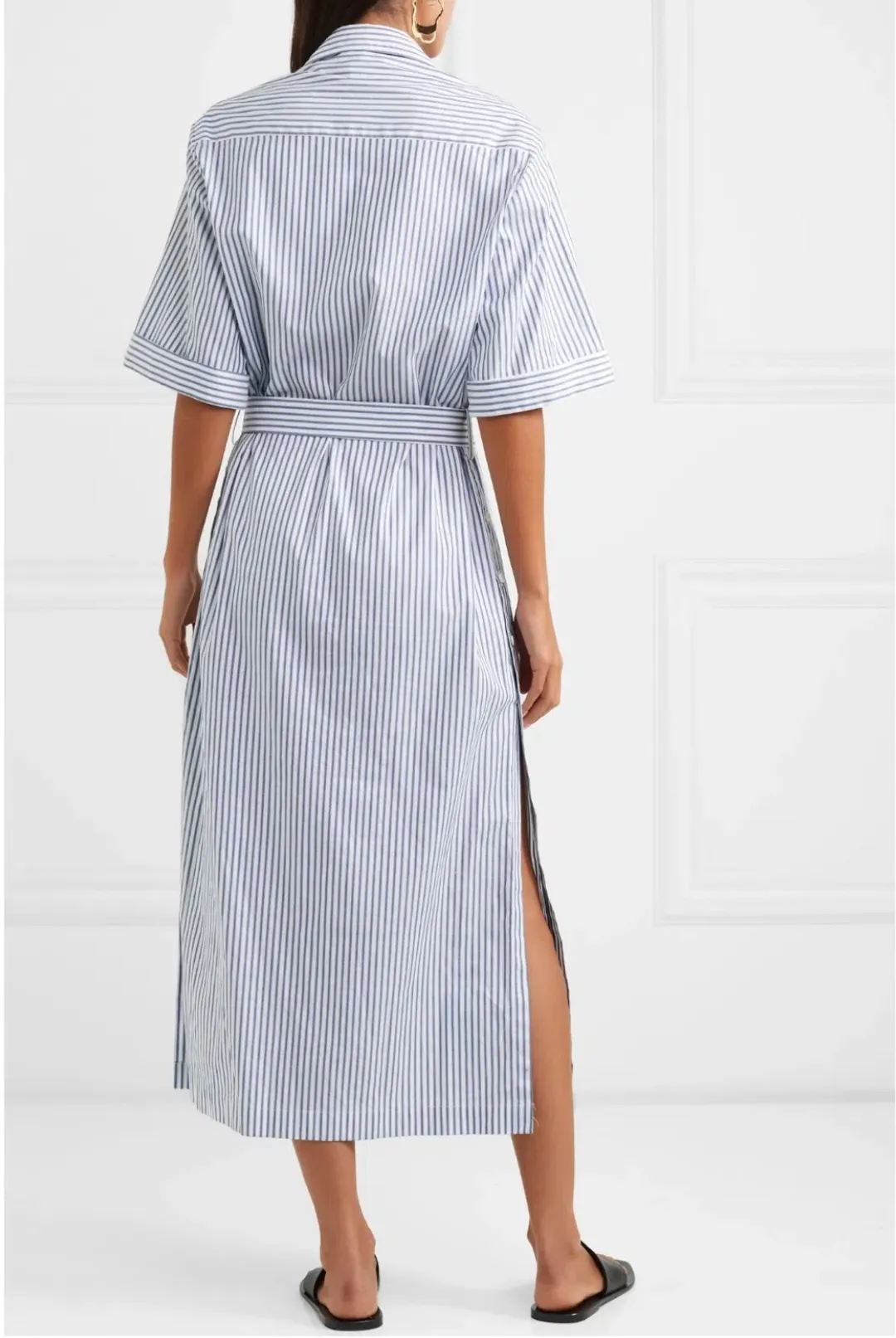Anna Quan Zola Belted Striped Midi Dress Print Size 8 for rent on The Volte - main image