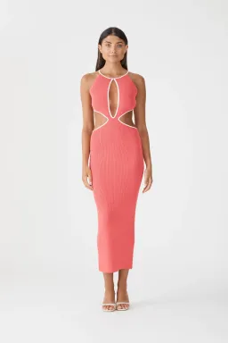 San Sloane Adrian Rib Midi Dress Pink Size 8 for rent on The Volte - image 3