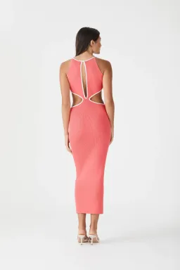 San Sloane Adrian Rib Midi Dress Pink Size 8 for rent on The Volte - image 2