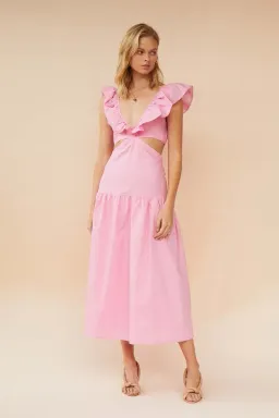 Suboo Rosanna Cut-Out Ruffle Maxi Dress Pink Size 10 for rent on The Volte - image 3
