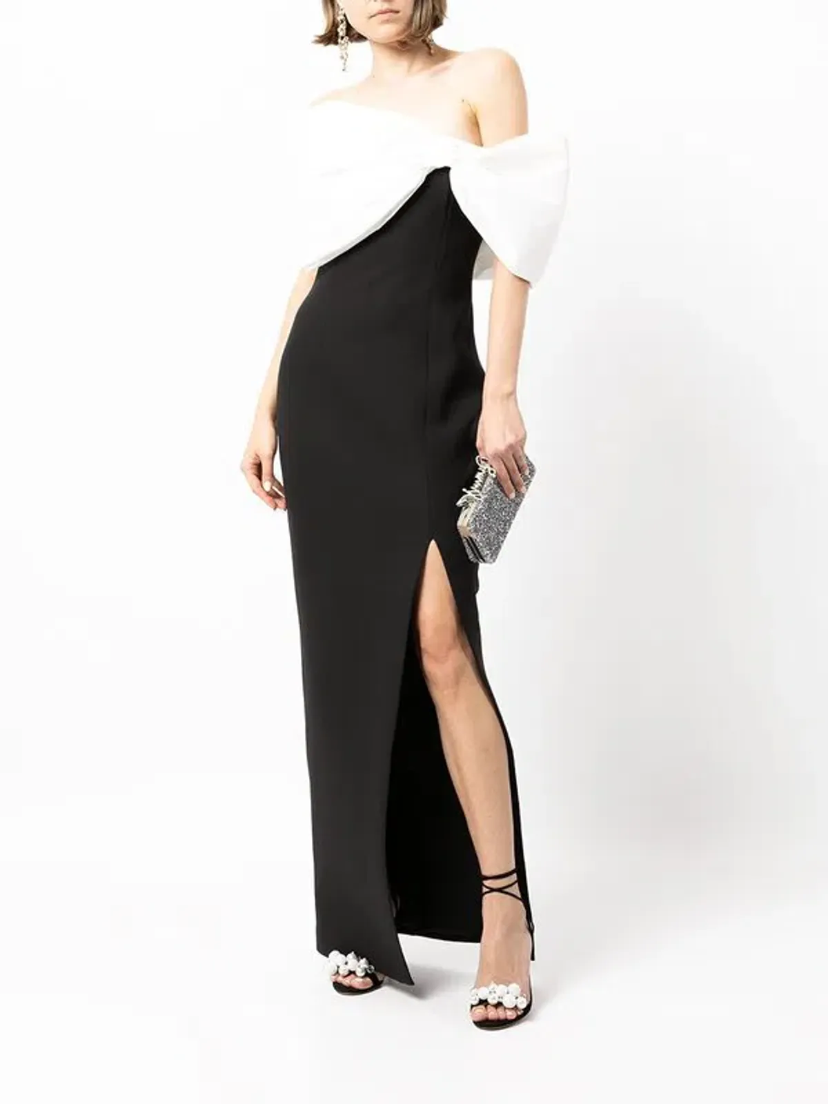 Rachel Gilbert Two-Tone Bow-Detail Gown Black Size AU 8 - Image 1