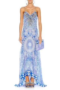 Camilla The Bosphorus Panelled Long Dress w/ Train Blue Size 2 for rent on The Volte - image 1