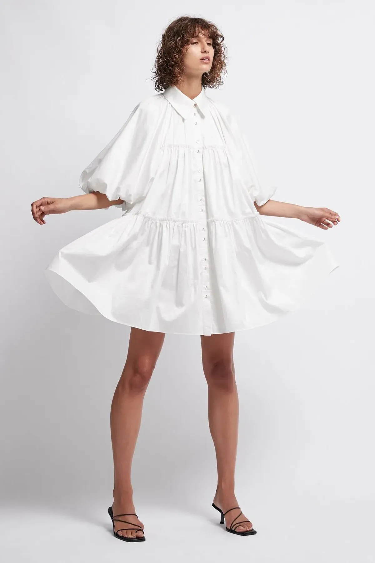 Aje Prima Circle Tiered Mini Dress White Size 12 - Image 1