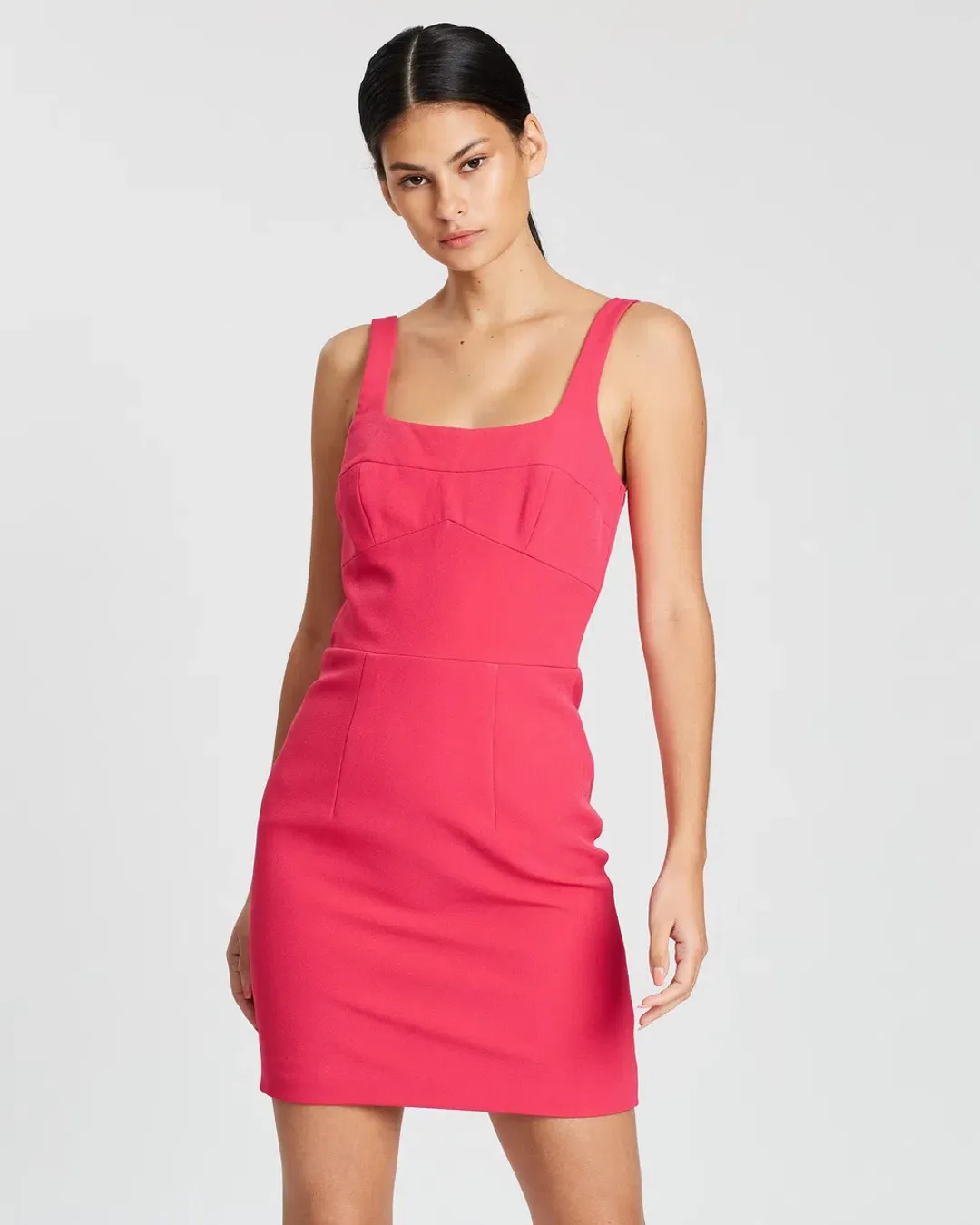 By Johnny Bust Panelled Mini Dress in Deep Pink Size 8 for rent on The Volte - main image