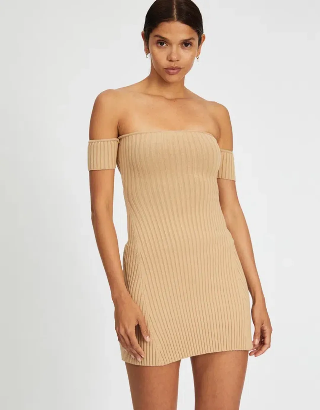 Anna Quan Candice Mini Dress Chai Brown Size 6 for rent on The Volte - main image