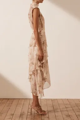 Shona Joy Nina Sleeveless Ruched Midi Dress Print Size 8 for rent on The Volte - image 4