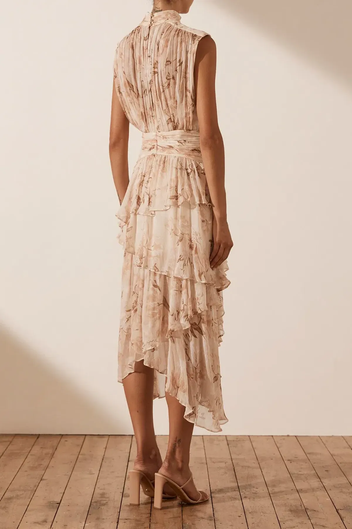 Shona Joy Nina Sleeveless Ruched Midi Dress Print Size 8 - Image 3