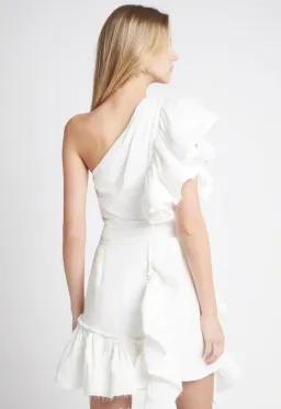 Aje Bonjour Assymetric Mini Dress White Size 16 for rent on The Volte - image 2