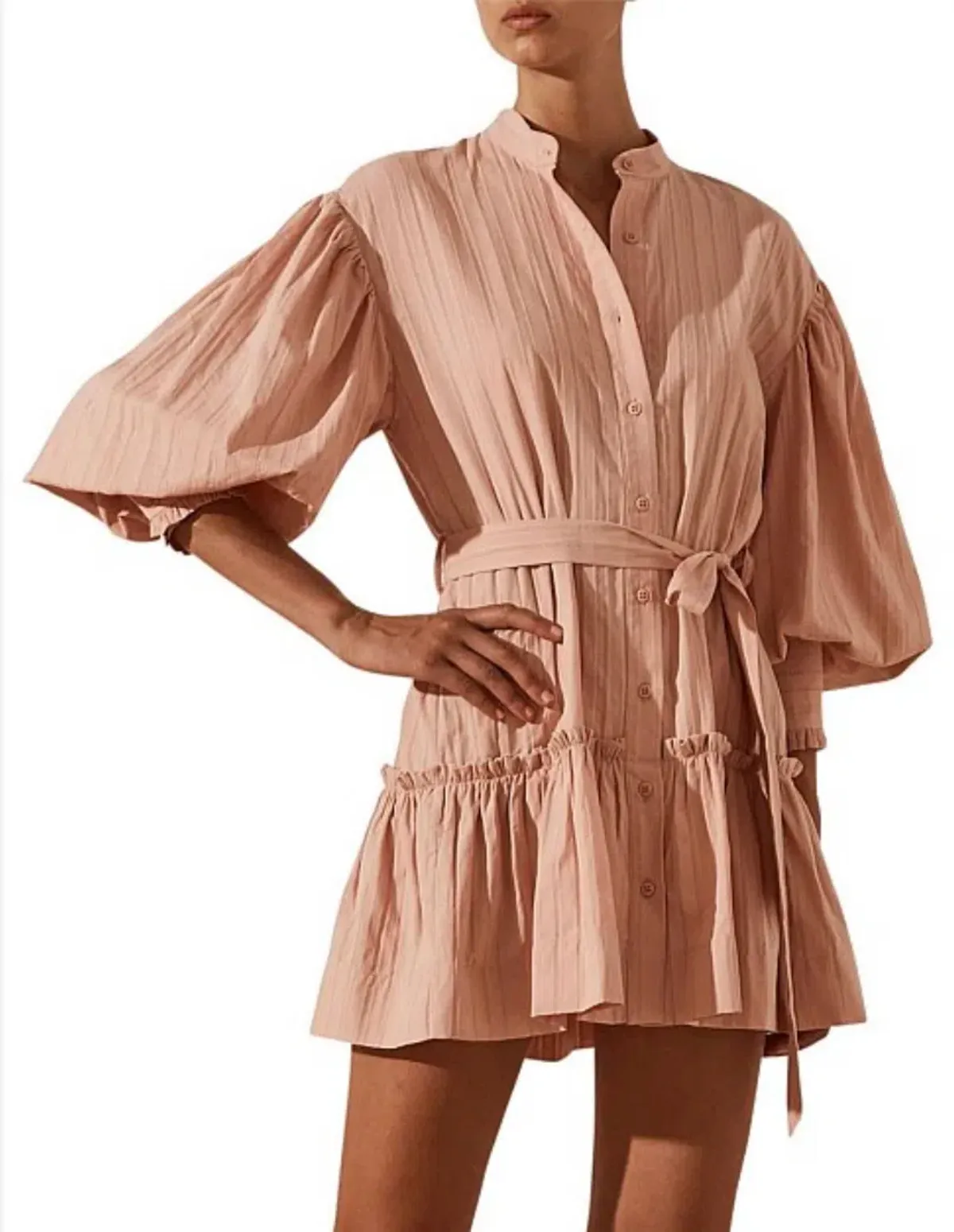 Shona Joy Ella Balloon Sleeve Mini Dress Pink Size 8 - Image 3