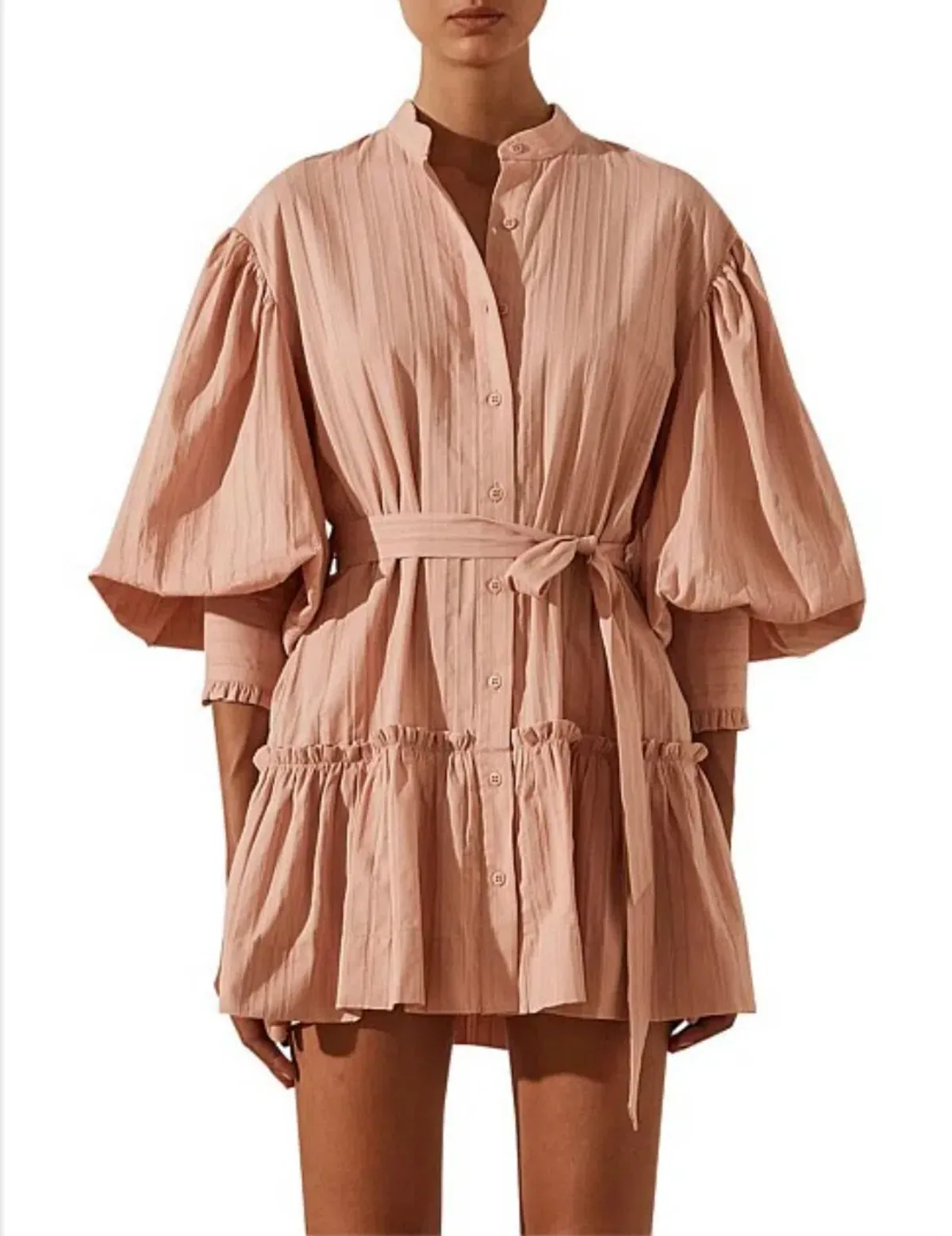 Shona Joy Ella Balloon Sleeve Mini Dress Pink Size 8 - Image 1
