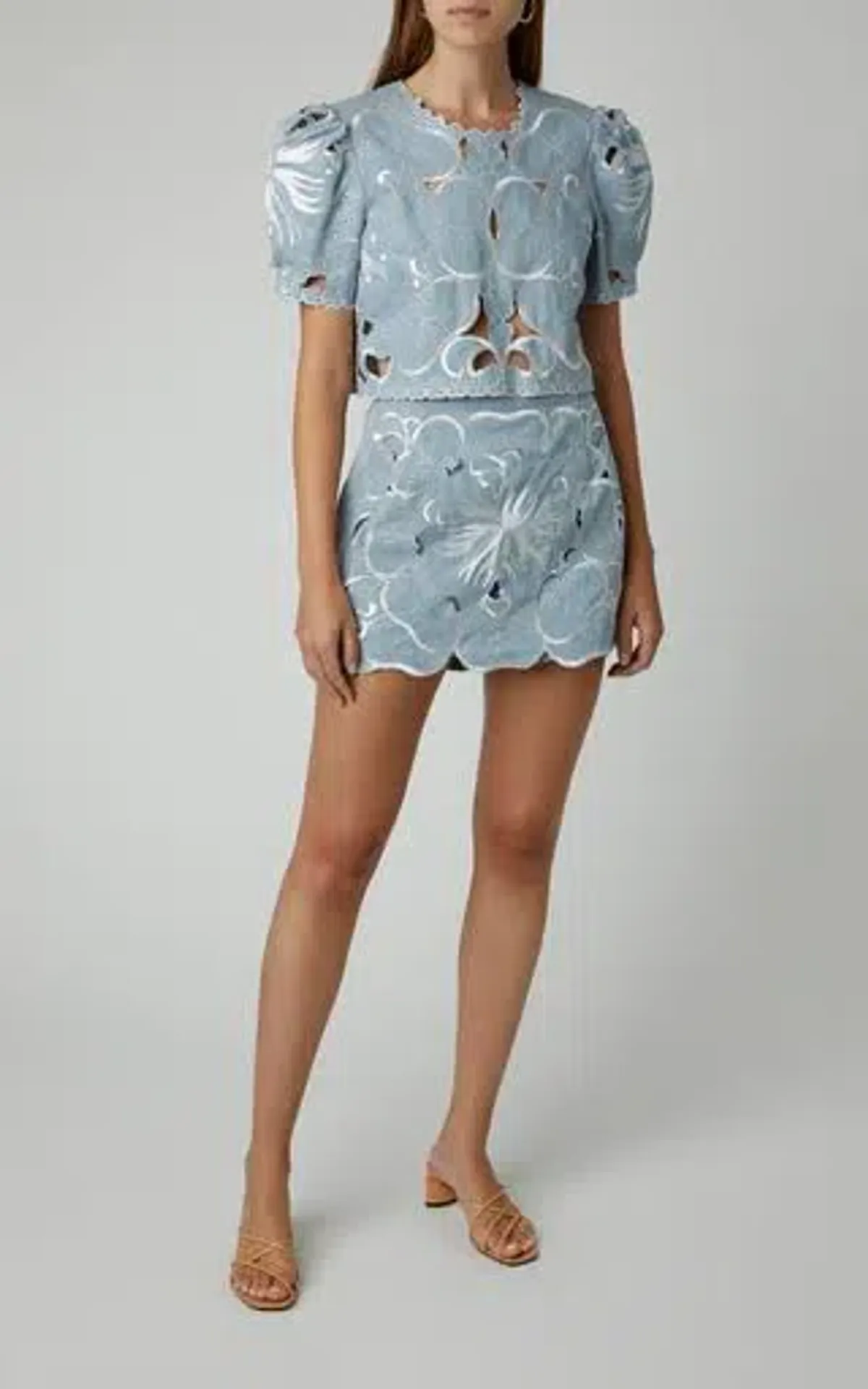 Alice McCall Dissolving Hearts Crop Top and Skort Set Blue Size 10 - Image 3