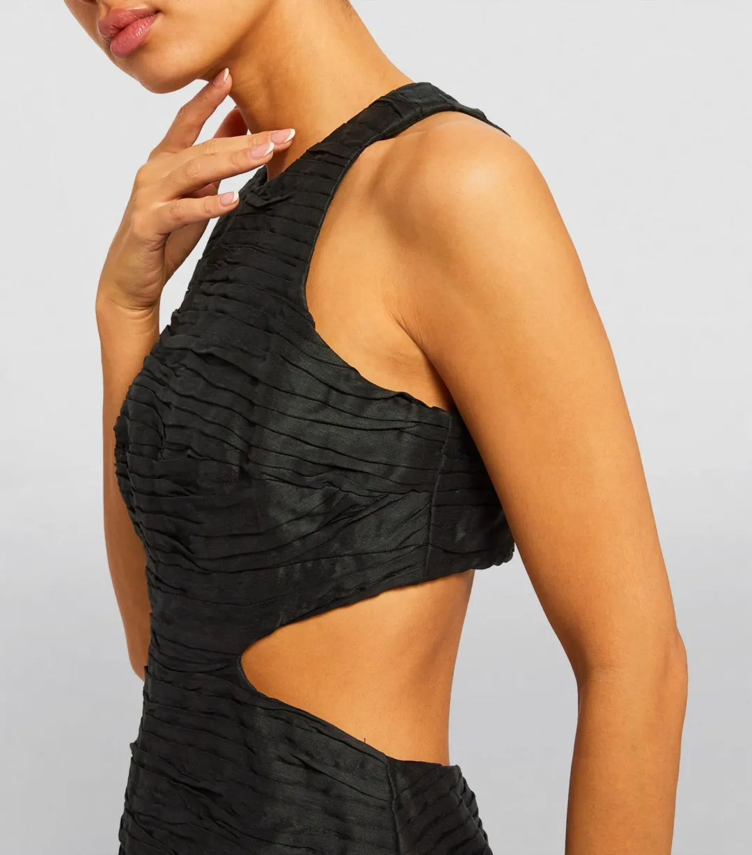 Aje Introspect Cut Out Midi Dress Black Size 8 for rent on The Volte - main image