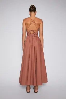 Scanlan Theodore Parachute Cotton Strappy Dress Sienna Brown Size 6 for rent on The Volte - image 2
