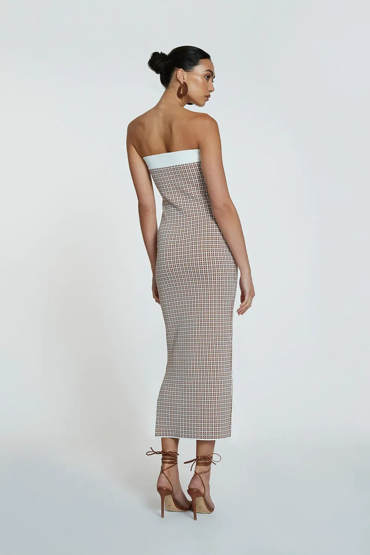 By Johnny Isabella Check Strapless Knit Dress Brown Size XS - Image 3