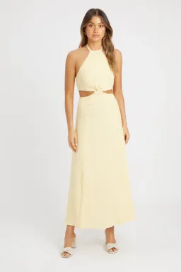 Kookai Hayman Cut Out Midi Dress Lemon Size 12 for rent on The Volte - image 1