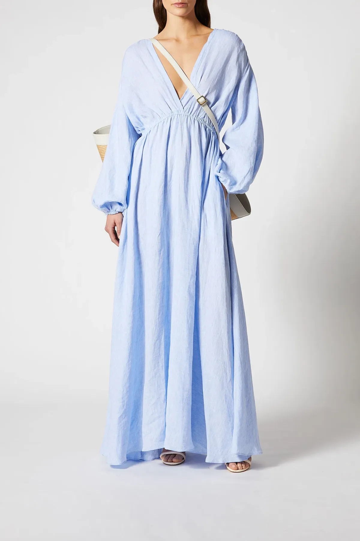 Scanlan Theodore Italian Linen Low Back Dress Blue Size 6 - Image 1