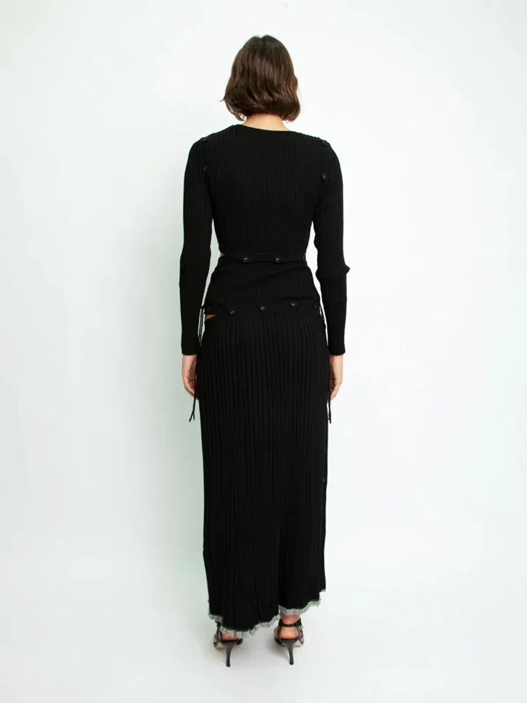 Christopher Esber Deconstructed Long Sleeve Dress Black Size 8 for rent on The Volte - main image