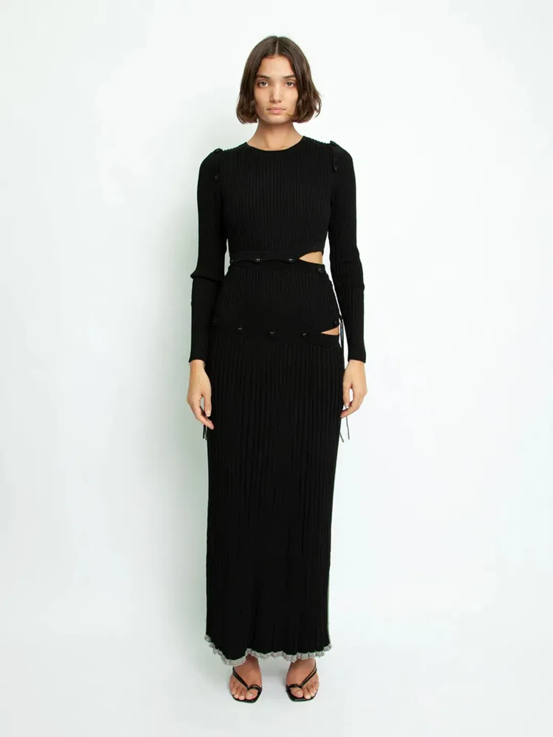 Christopher Esber Deconstructed Long Sleeve Dress Black Size 8 for rent on The Volte - main image