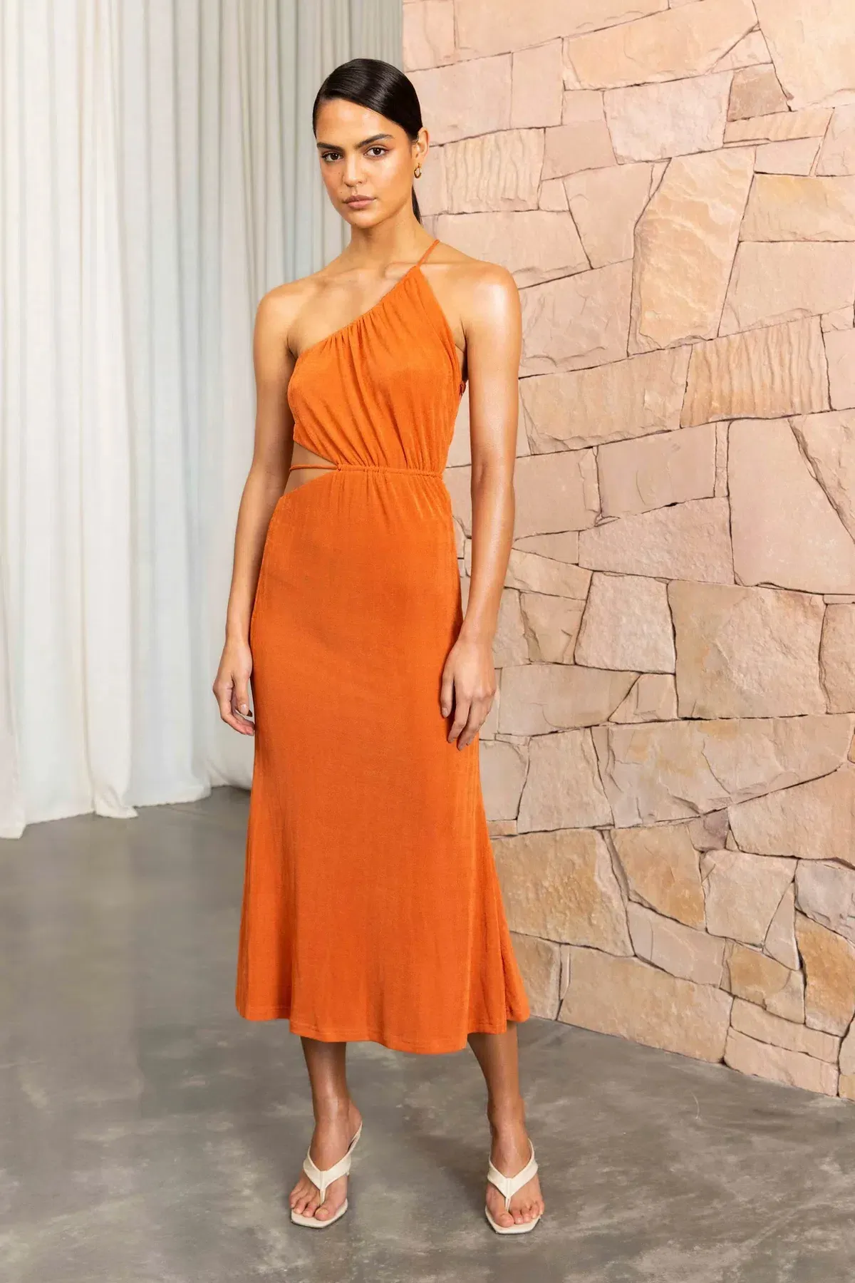 MISHA Adara Midi Dress Orange Size 14 for rent on The Volte - main image