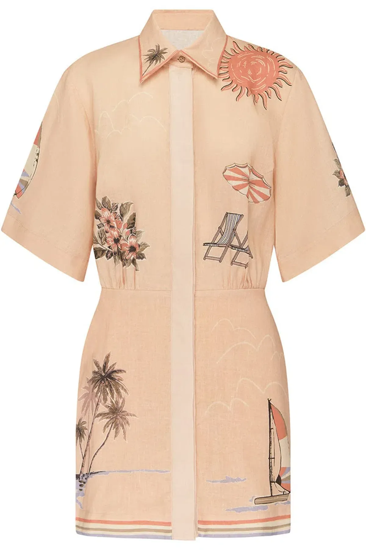 Alemais Marina Mini Shirtdress Print Size 14 - Image 5