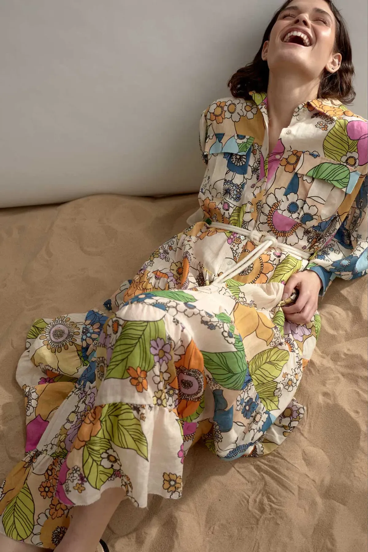 Alemais Farrah Tiered Shirt Dress Print Size 14 - Image 2