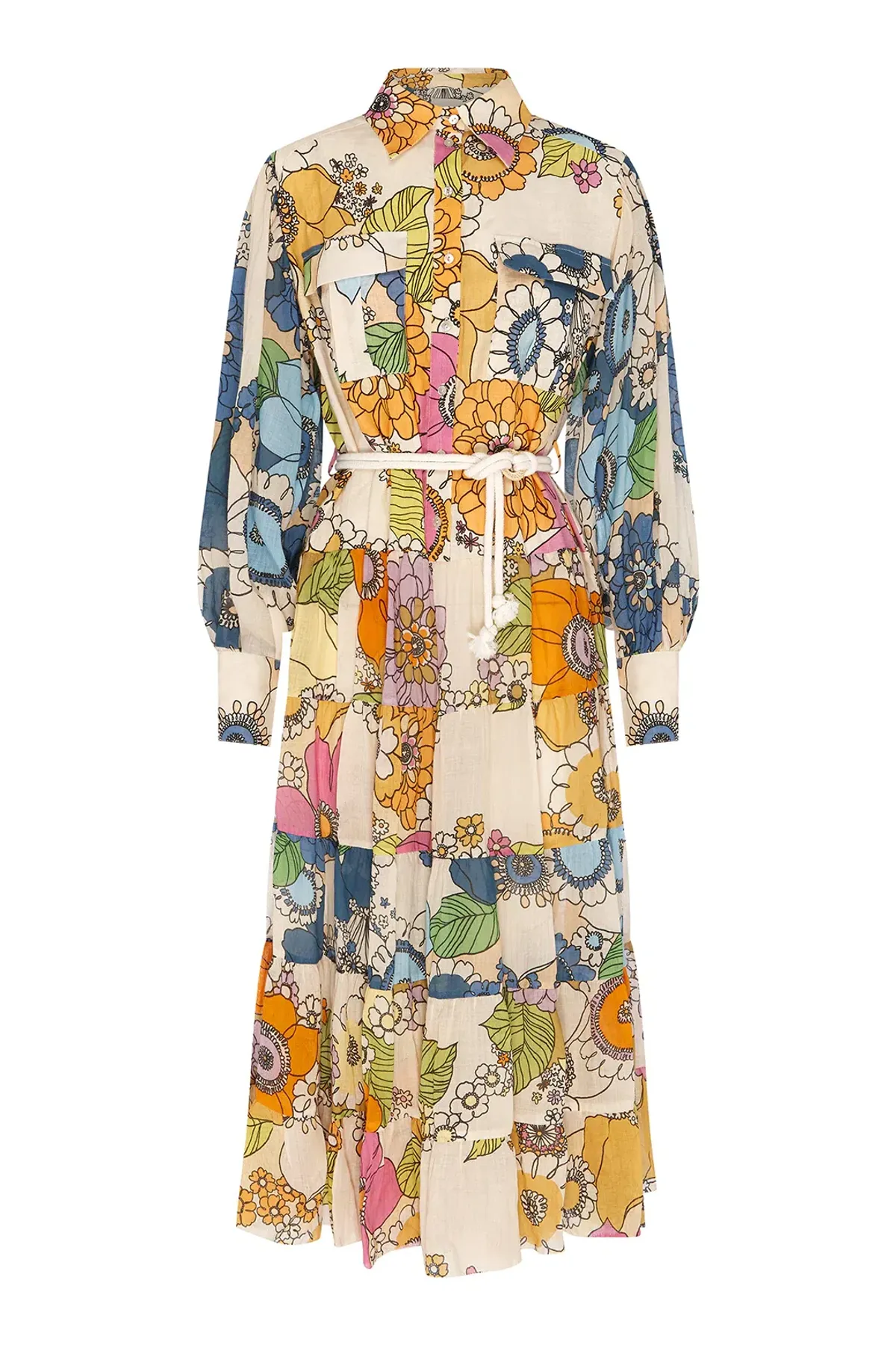 Alemais Farrah Tiered Shirt Dress Print Size 14 - Image 4