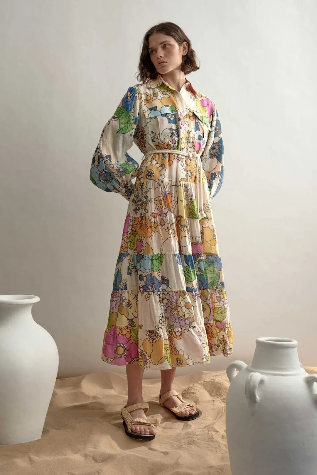 Alemais Farrah Tiered Shirt Dress Print Size 14 for rent on The Volte - main image