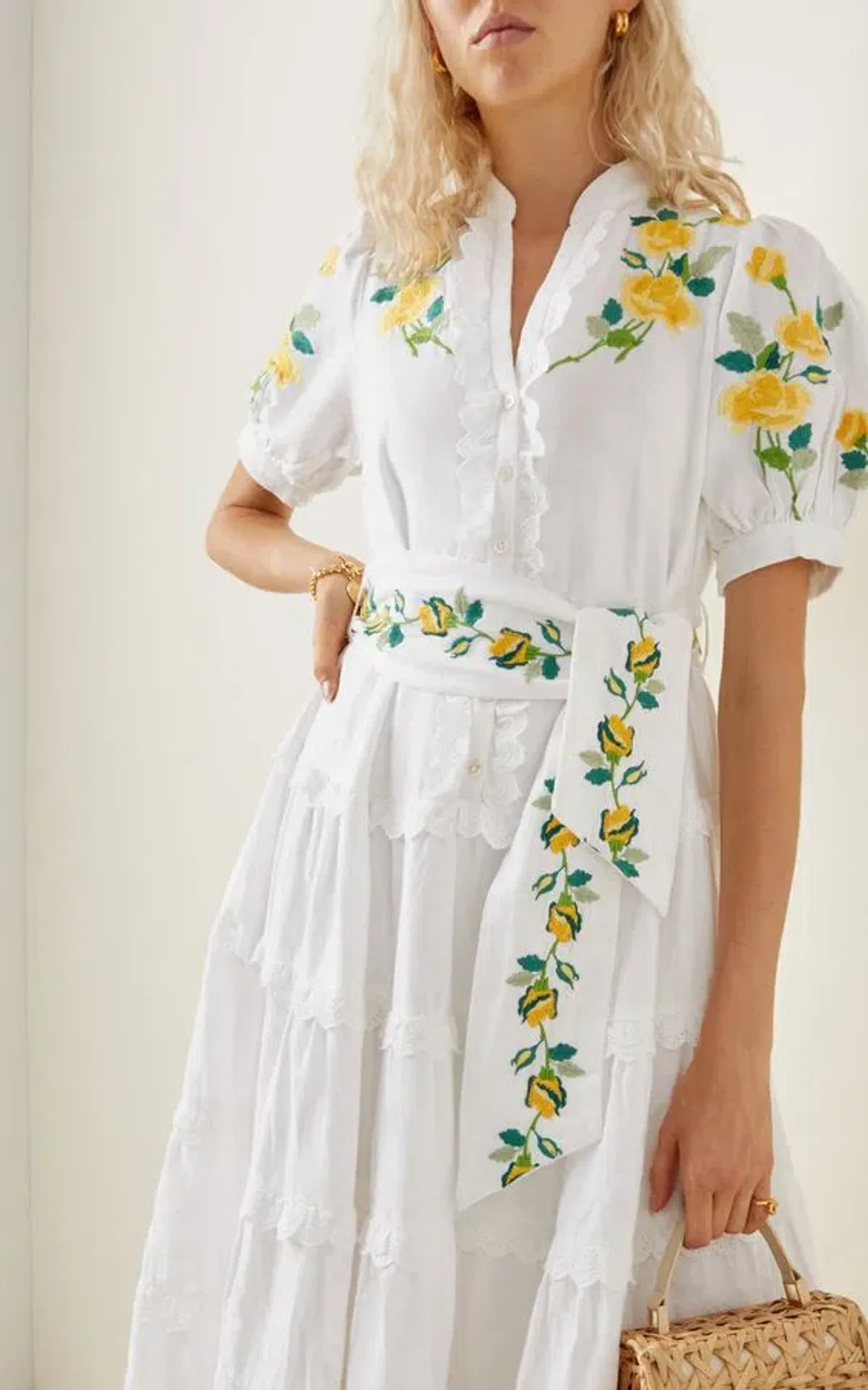 Alemais Rosa Embroidered Cotton-linen Maxi Dress White Size 12 - Image 2